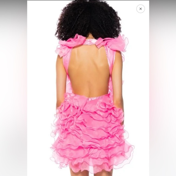 Pink Ruffled Mini Dress size small - Picture 4 of 4